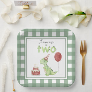 Assiettes En Carton Dinosaur aquarelle 2e anniversaire