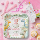 Assiettes En Carton Dinosaur Baby Shower Girl Pink Dino (Fête)
