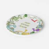 Assiettes En Carton Dinosaur Bonne fête d'anniversaire (Angle)