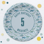 Assiettes En Carton Dinosaur Boy Anniversaire de enfant Party Blue<br><div class="desc">C'est l'heure d'une fête d'anniversaire sauvage ! Un groupe amusant de dinosaures adorables sur un arrière - plan bleu,  prêt à customiser avec le nom et l'âge de votre enfant. Idéal pour tout enfant,  garçon ou fille d'âge. Art original de Nic Squirrell.</div>