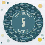 Assiettes En Carton Dinosaur Boy Anniversaire de enfant Party Dark<br><div class="desc">C'est l'heure d'une fête d'anniversaire sauvage ! Un groupe amusant de dinosaures adorables sur un arrière - plan vert turquoise foncé,  prêt à customiser avec le nom et l'âge de votre enfant. Idéal pour tout enfant,  garçon ou fille d'âge. Art original de Nic Squirrell.</div>