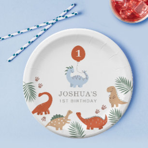 Assiettes En Carton Dinosaur Boys Premier 1er anniversaire