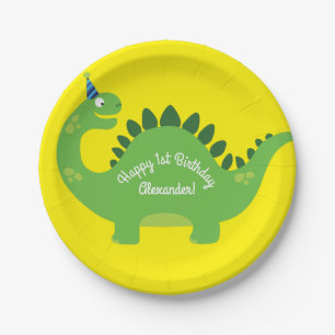 Assiettes En Carton Dinosaur Cute 1ère Plaques d'anniversaire