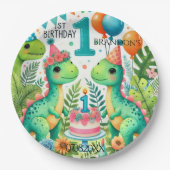 Assiettes En Carton Dinosaur Dino 1ère fête d'anniversaire (Devant)
