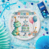 Assiettes En Carton Dinosaur Dino 1ère fête d'anniversaire (Fête)