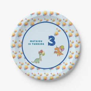 Assiettes En Carton Dinosaur dino fête anniversaire de enfant bleu drô