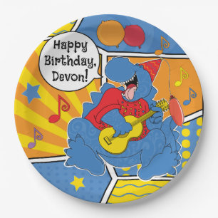 Assiettes En Carton Dinosaur fête d'anniversaire