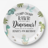 Assiettes En Carton Dinosaur fête d'anniversaire (Devant)