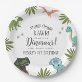 Assiettes En Carton Dinosaur fête d'anniversaire (Devant)