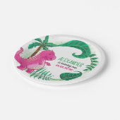 Assiettes En Carton Dinosaur fête d'anniversaire | Pink Trex Dino (Angle)