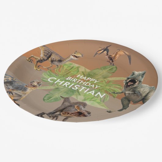 Assiettes En Carton Dinosaur fête d'anniversaire T Rex (Angle)