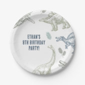 Assiettes En Carton Dinosaur Green & Blue Anniversaire (Devant)