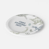 Assiettes En Carton Dinosaur Green & Blue Anniversaire (Angle)