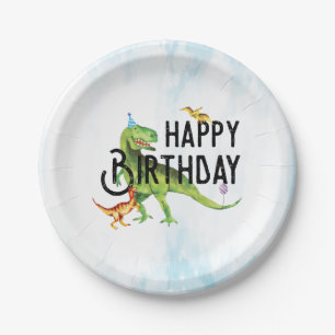 Assiettes En Carton Dinosaur Happy Birthday Plaques de papier