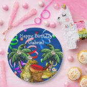 Assiettes En Carton Dinosaur Happy Birthday Plaques de papier (Fête)