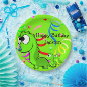 Assiettes En Carton Dinosaur Happy Birthday Plaques de papier (Fête)