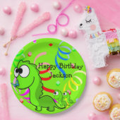 Assiettes En Carton Dinosaur Happy Birthday Plaques de papier (Fête)