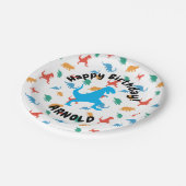 Assiettes En Carton Dinosaur Joyeux anniversaire Tyrannosaurus Plaques (Angle)