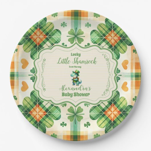 Assiettes En Carton Dinosaur Lucky Little Shamrock (Devant)