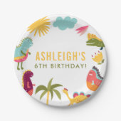 Assiettes En Carton Dinosaur mignon Fête d'Anniversaire Neutre Sur Le  (Devant)