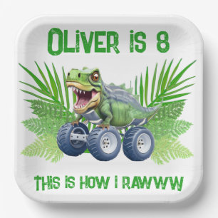 Assiettes En Carton Dinosaur monstre camion anniversaire personnalisé