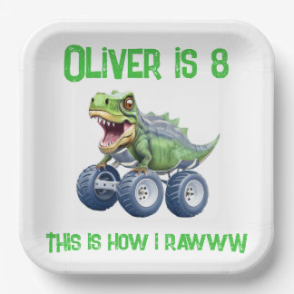 Assiettes En Carton Dinosaur monstre camion anniversaire personnalisé