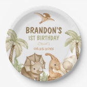 Assiettes En Carton Dinosaur One-A-Saurus 1ère fête d'anniversaire (Devant)