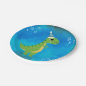 Assiettes En Carton Dinosaur Party Plaque bleue (Angle)