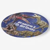 Assiettes En Carton Dinosaur Personnalisé T-Rex Boys Anniversaire (Angle)