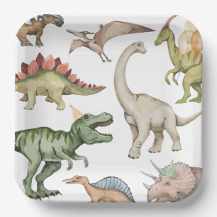 Assiettes En Carton Dinosaur Plaques papier fête d'anniversaire