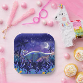 Assiettes En Carton Dinosaur Plate 7" Carré (Fête)