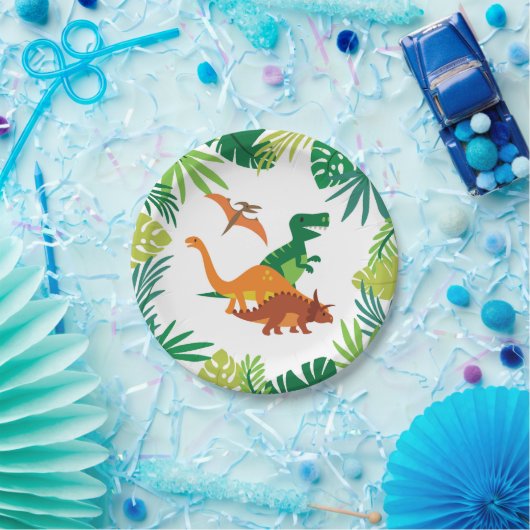 Assiettes En Carton Dinosaur Plates Garçon (Fête)