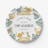 Assiettes En Carton Dinosaur Premier anniversaire Oneasaurus Party (Devant)