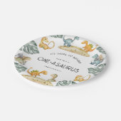 Assiettes En Carton Dinosaur Premier anniversaire Oneasaurus Party (Angle)