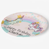 Assiettes En Carton Dinosaur Rainbow Unicorne dégradé de gradient fête (Angle)