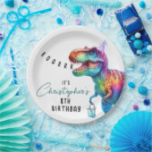 Assiettes En Carton Dinosaur Rex Plaque papier d'anniversaire (Fête)
