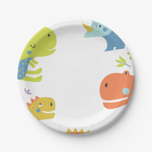 Assiettes En Carton Dinosaur Roar Boys Birthday Blue