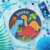 Assiettes En Carton Dinosaur ROAR mignonne Plaque en papier bleu Red F (Fête)