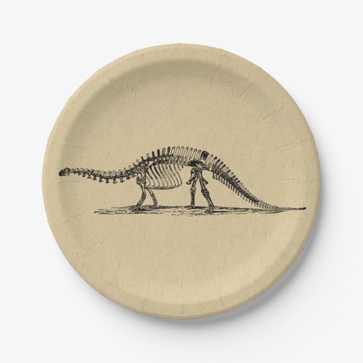 Assiettes En Carton Dinosaur Skeleton Art Vintage (Devant)