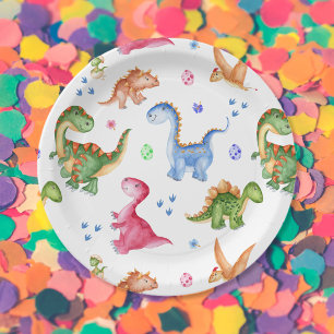 Assiettes En Carton Dinosaur Stomp Chomp Rawr fête d'anniversaire