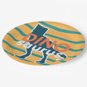 Assiettes En Carton Dinosaur T-rex dessin animé jaune garçon d'anniver (Angle)