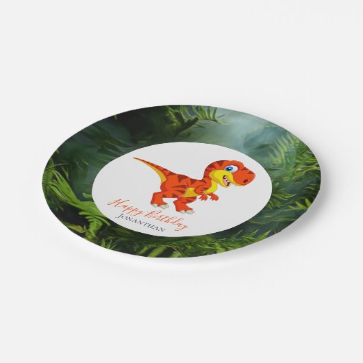 Assiettes En Carton Dinosaur T Rex Jungle Party (Angle)