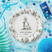 Assiettes En Carton Dinosaur Thème 1ère fête d'anniversaire (Fête)