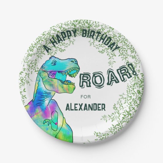 Assiettes En Carton Dinosaur Thème Anniversaire (Devant)