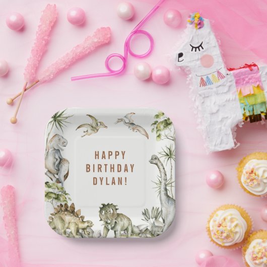 Assiettes En Carton Dinosaur Thème Anniversaire (Fête)