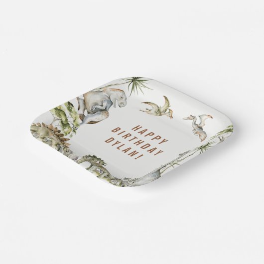 Assiettes En Carton Dinosaur Thème Anniversaire (Angulaire)
