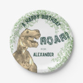 Assiettes En Carton Dinosaur Thème Anniversaire Partie Ajouter Nom (Devant)