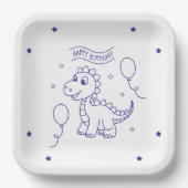 Assiettes En Carton dinosaur theme square (Recto)