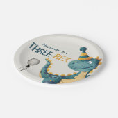 Assiettes En Carton Dinosaur Trex Trois Rex 3e fête d'anniversaire (Angle)