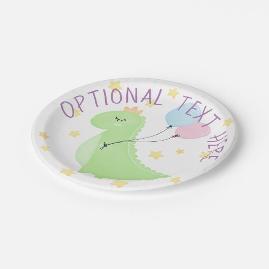 Assiettes En Carton Dinosaure à ballons (Angle)